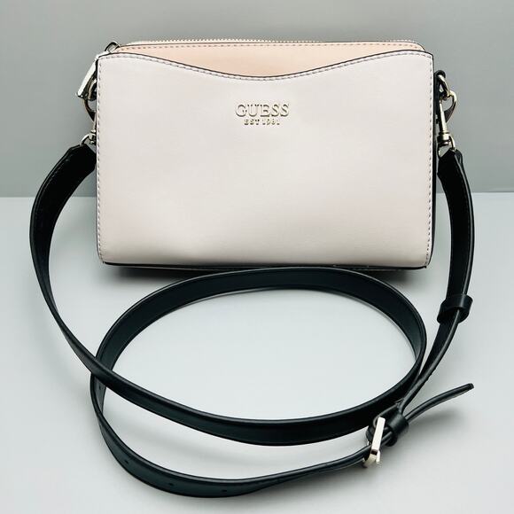 Guess Beige Multi-Pocket Single Adjustable Strap Handbag Purse - Picture 1 of 13